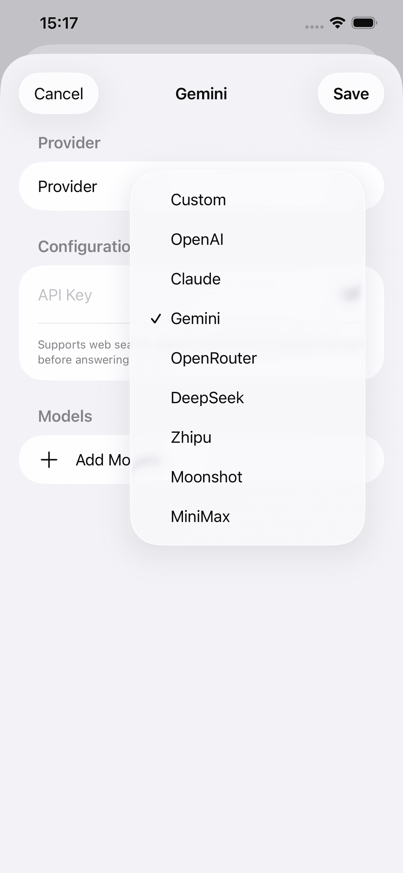 Daotuan Chat model setup on iPhone